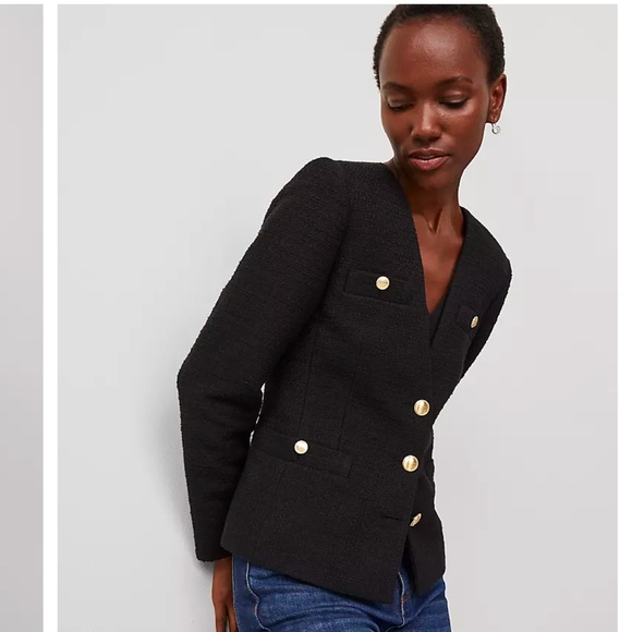 Ann Taylor Tweed Fitted V-Neck Jacket - Picture 2 of 11